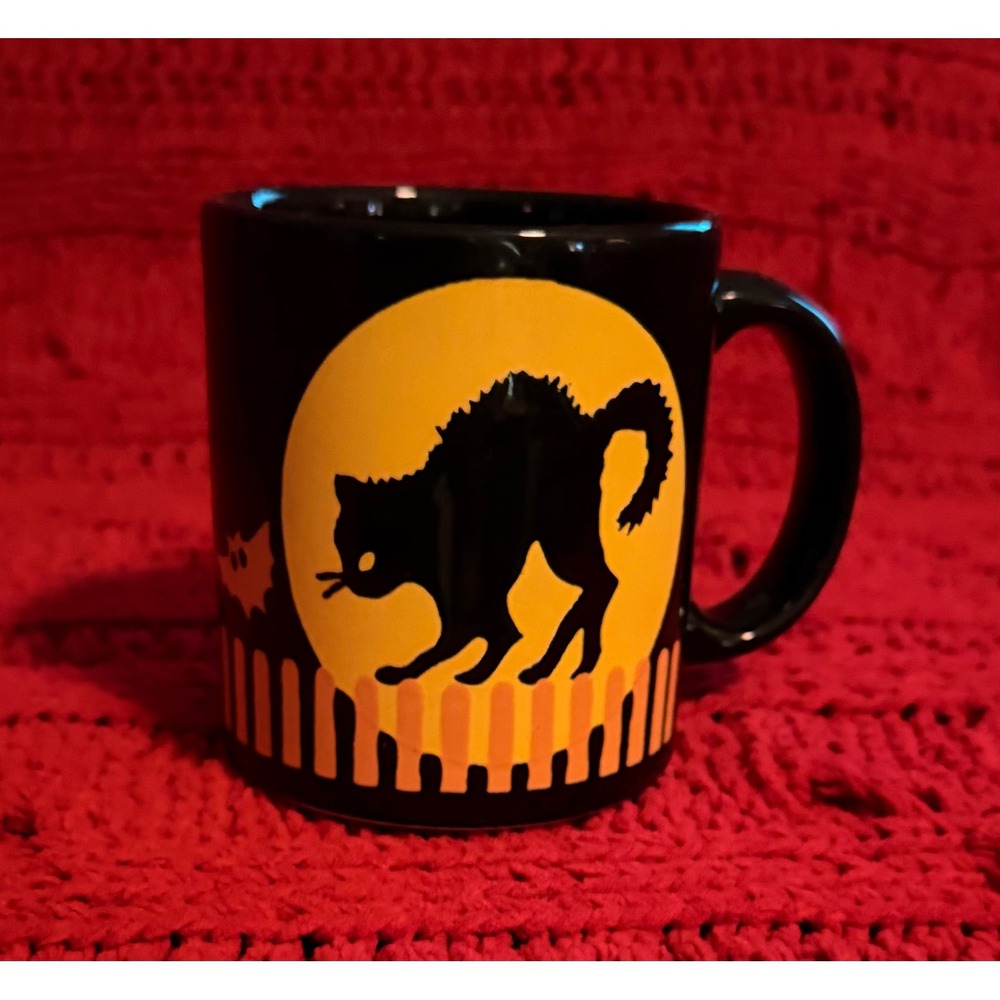 Waechtersbach W Germany Vintage Halloween Black Cat Full Moon Ceramic Mug